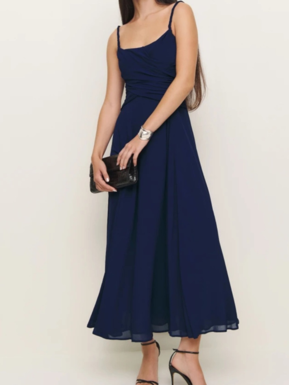 Reformation Raina Dress, Navy Blue Maxi Dress